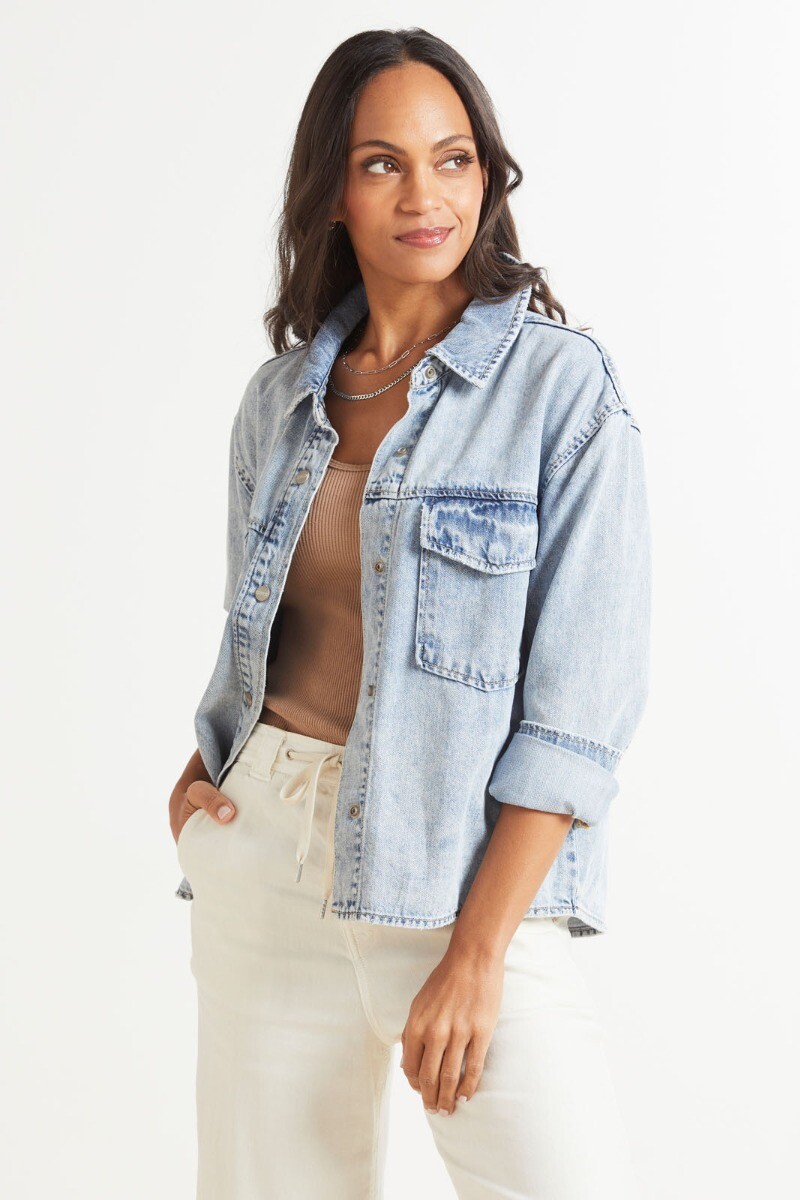 SANCTUARY Cropped Boy Shirt Jacket | EVEREVE