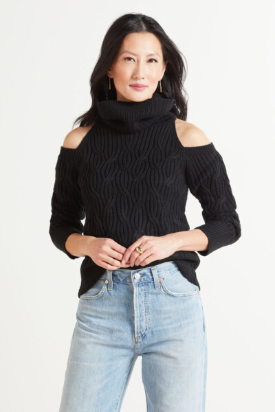 Paxton Double Cut Out Turtleneck Pullover