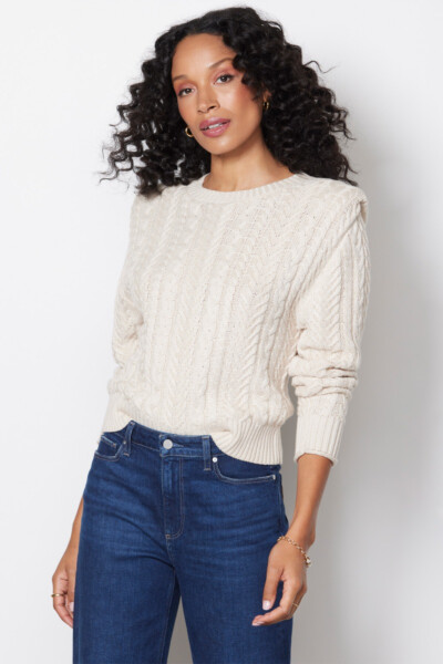 Alexis Strong Shoulder Cable Pullover
