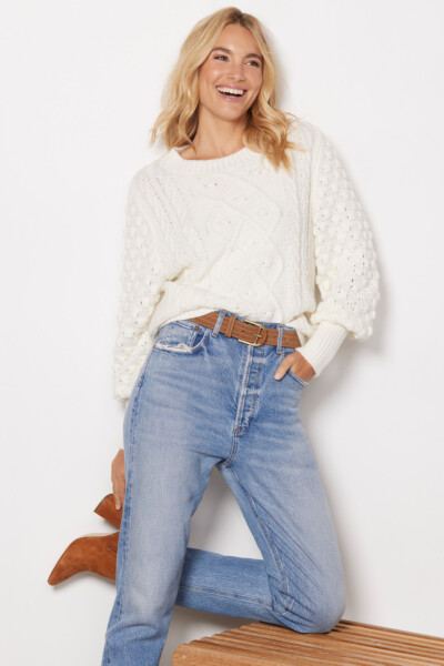 Sienne Bobble Cable Knit Pullover