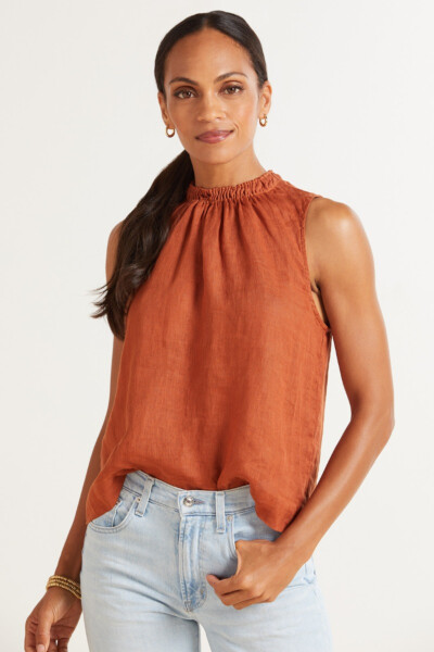Smocked Neck Top