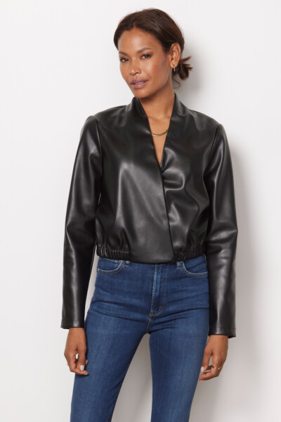 Nylah Faux Leather Surplice