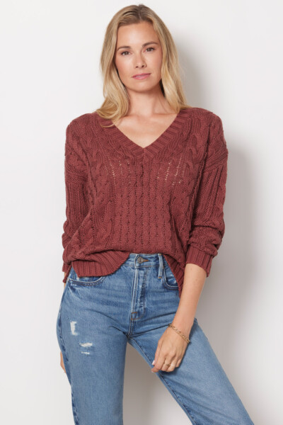 Paxton Cable Vneck Pullover